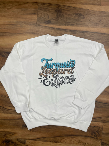 Turquoise Leopard Lace Sweatshirt