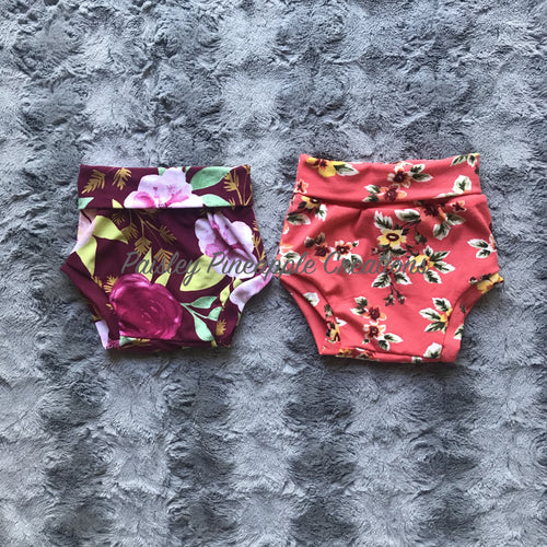 Maroon Floral Bummies