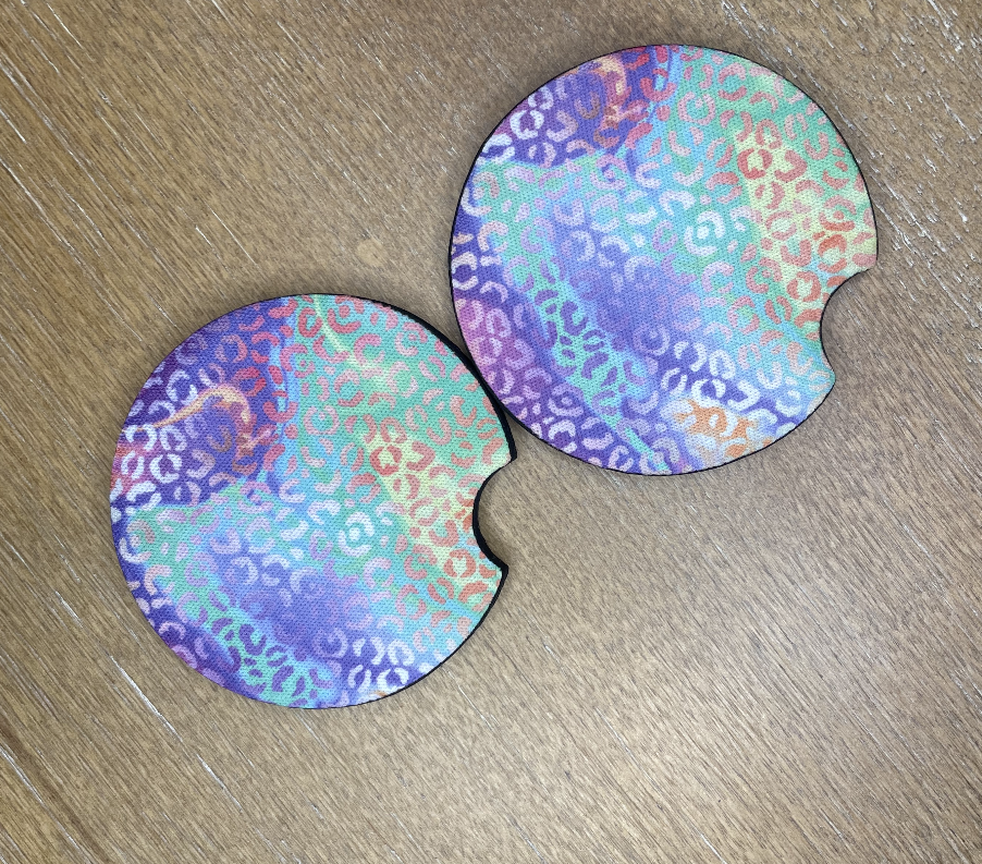 Pastel Leopard Car Coasters